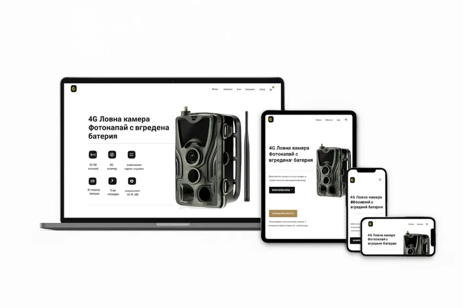 Landing Page страница за продажба на ловни камери и фотокапани