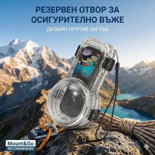 Калъф за Insta360 X5 с резервен отвор за сигурно прикрепване.